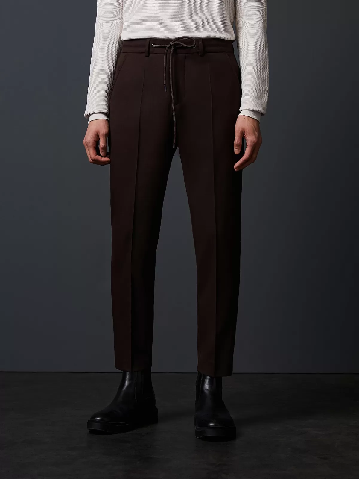 Shop AlphaTauri Tapered Wool-Blend Pants Dark Brown