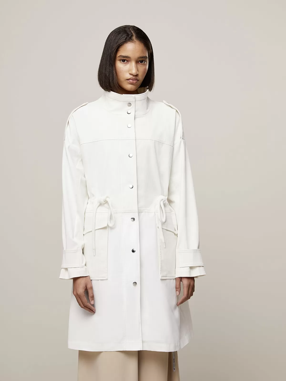 Clearance AlphaTauri Water-Resistant Cotton Parka Ivory