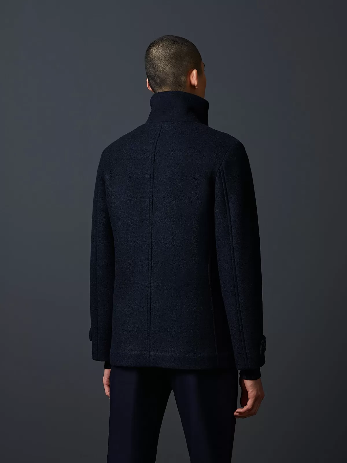 Shop AlphaTauri Water-Resistant Pea Coat Navy