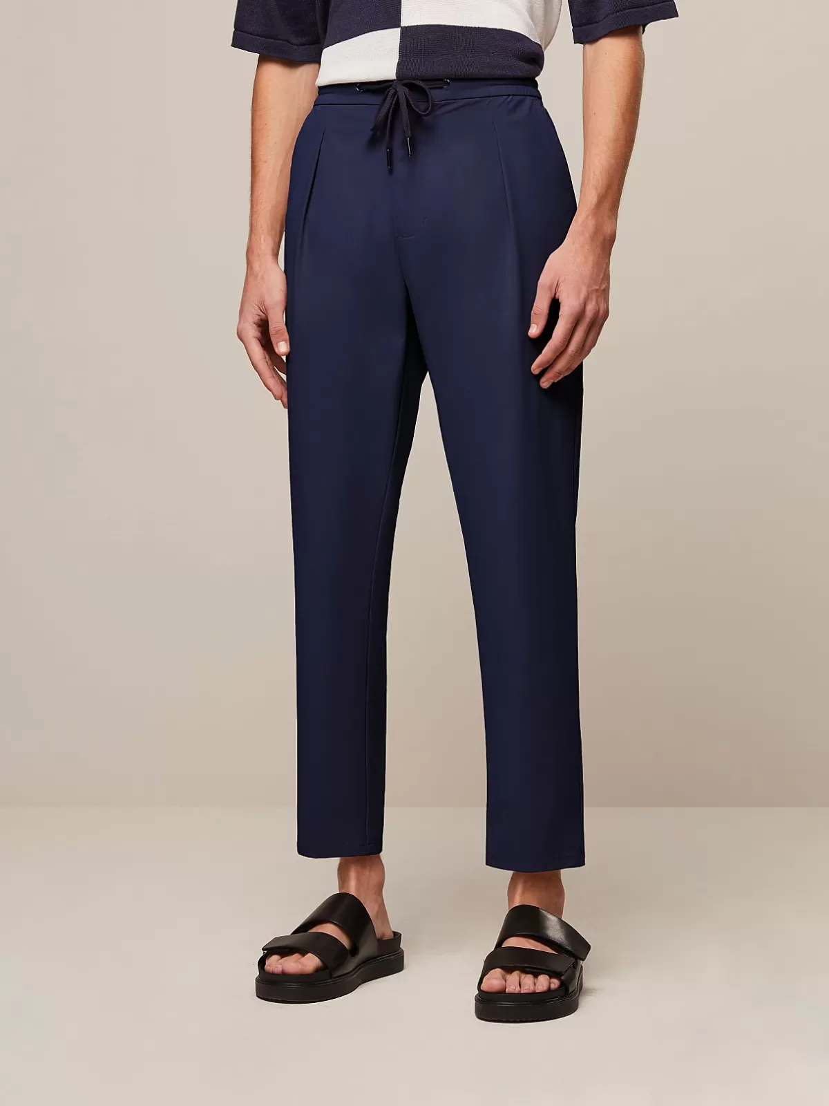 Store AlphaTauri Water-Resistant Pleated Pants Navy