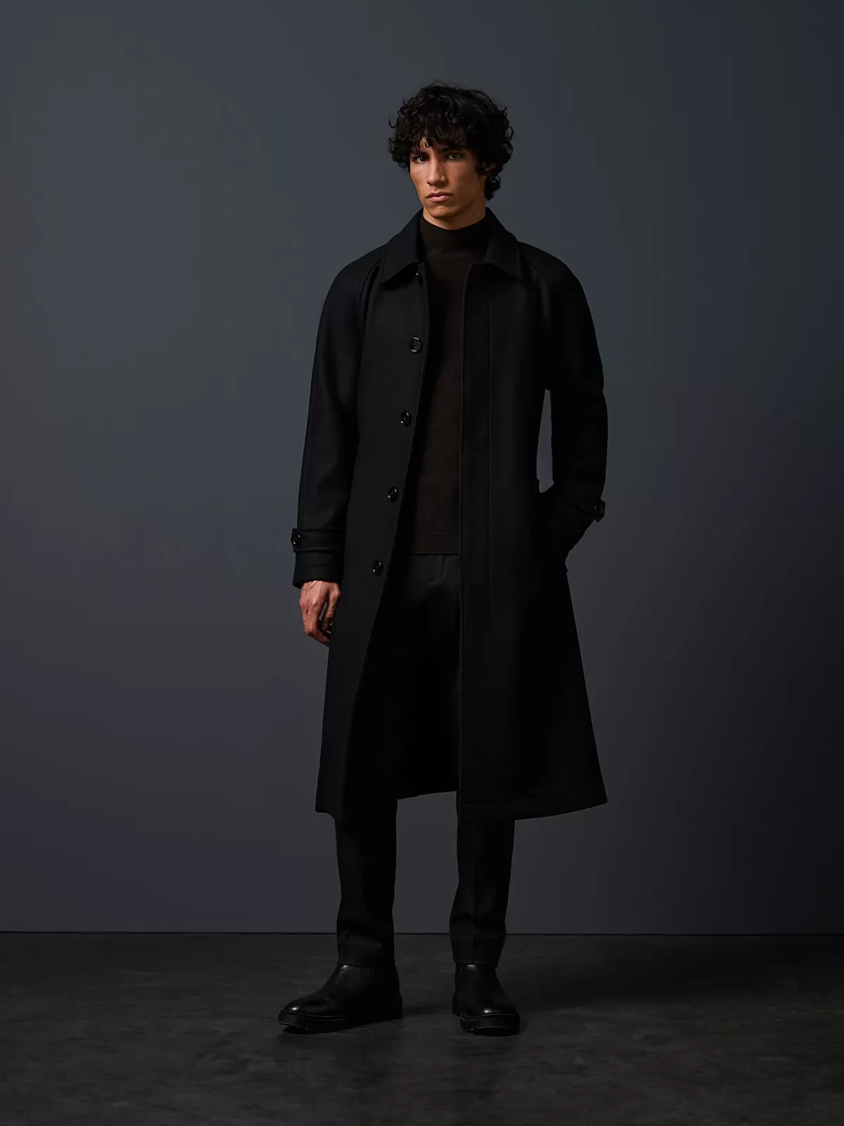 Outlet AlphaTauri Water-Resistant Wool Coat Black