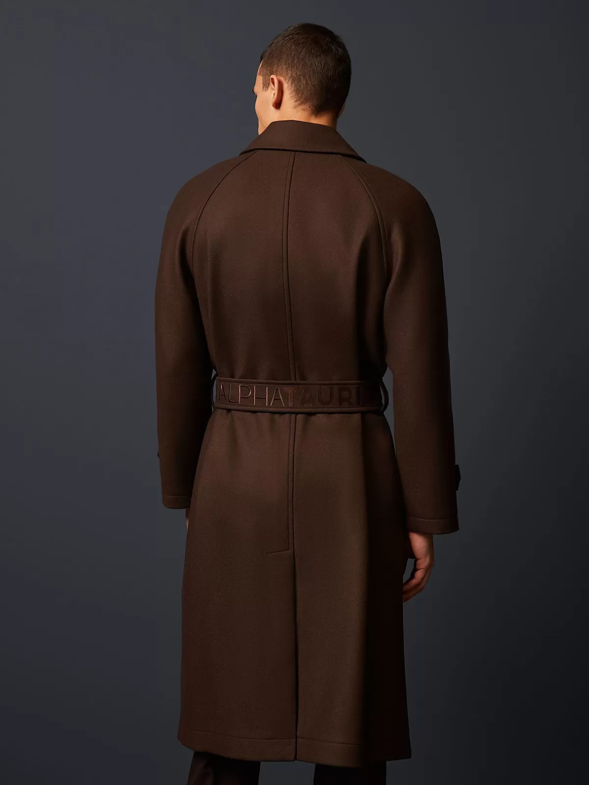 Clearance AlphaTauri Water-Resistant Wool Coat Dark Brown