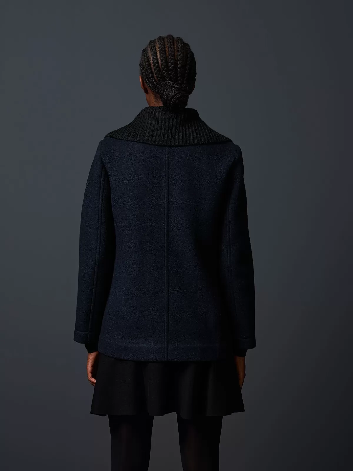 Shop AlphaTauri Water-Resistant Wool Pea Coat Navy