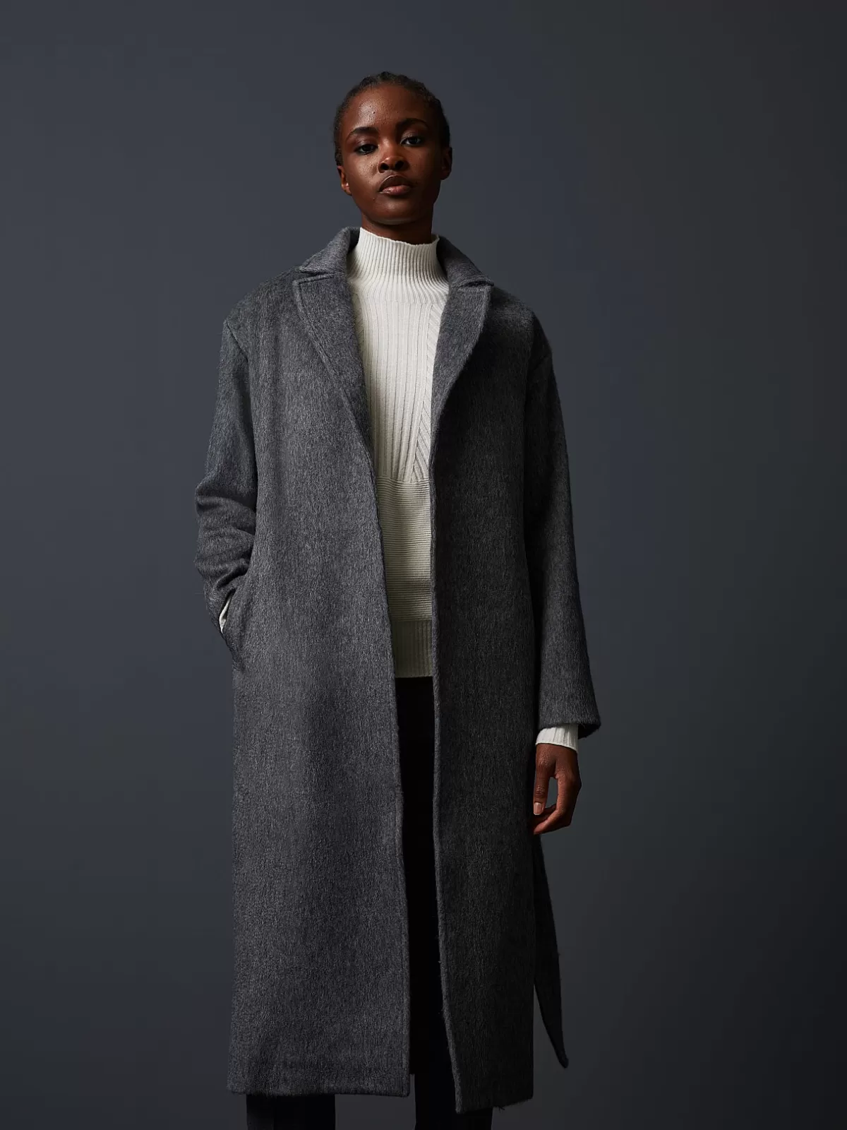 Clearance AlphaTauri Wool Hooded Coat Grey