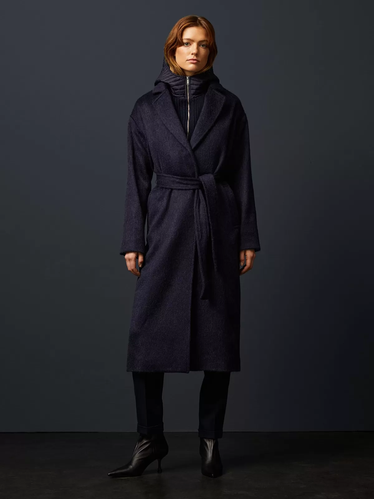 Best Sale AlphaTauri Wool Hooded Coat Navy