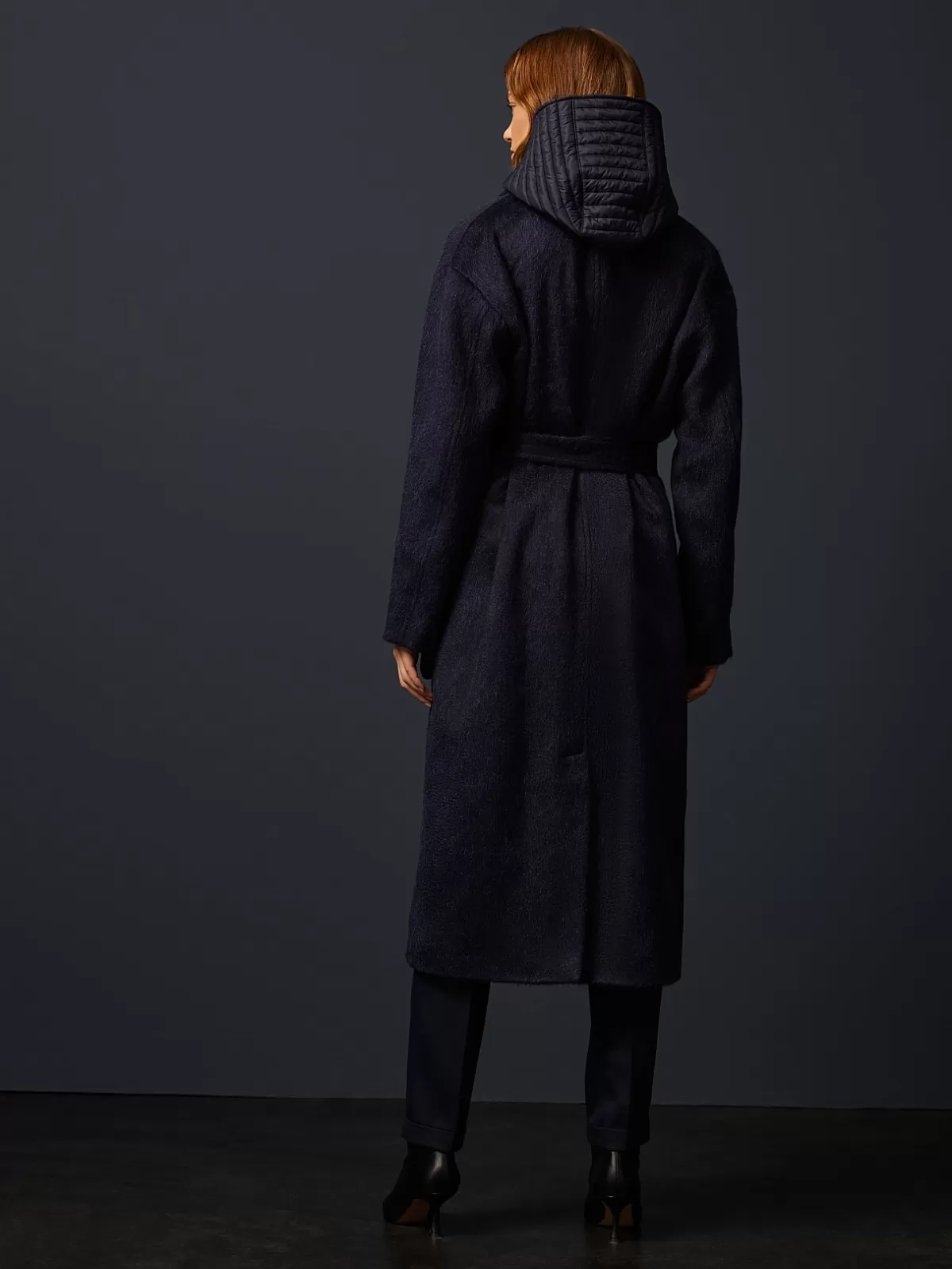 Best Sale AlphaTauri Wool Hooded Coat Navy